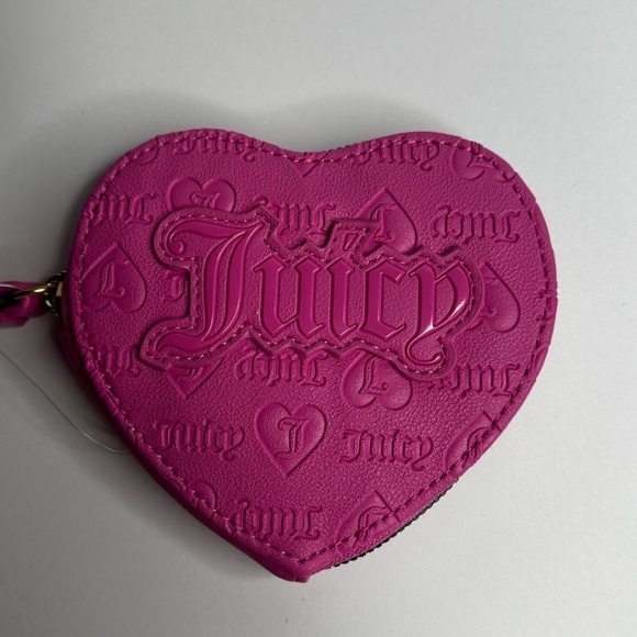 Juicy Couture Hot Pink Wallet Heart Zip Around w Wristlet - Picture 10 of 11